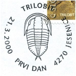 Trilobite on commemorative postmark of Slovenia 2000