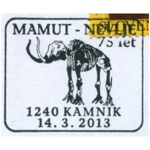 Mammoth fossil on commemorative postmark of Slovenia 2013