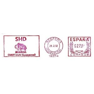 Mammoth on commemorative meter franking of Spain 1992