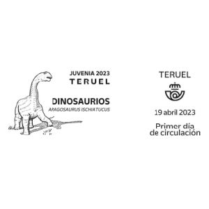 Aragosaurus ischiaticus on commemorative postmark of Spain 2023