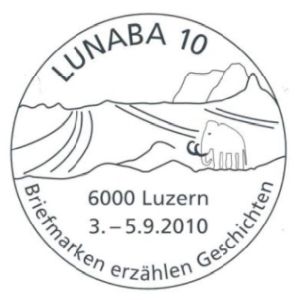 Mammoth on commemorative postmark of Switzerland 2010