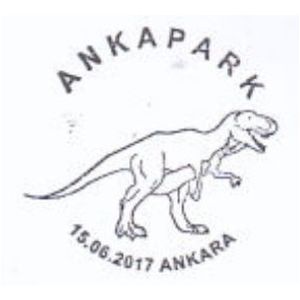 Dinosaurs on postmark of Turkey 2017