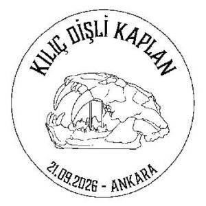 Saber-toothed tiger on postmark of Turkey 2026