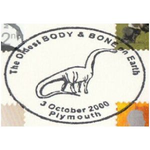 Dinosaur on postmark of UK 2000