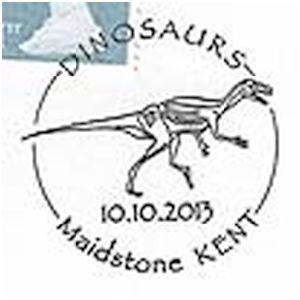 Dinosaur on postmark of UK 2013
