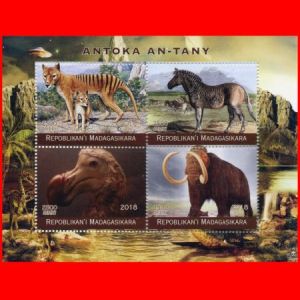 Prehistoric animals on fake stamps of Madagascar
