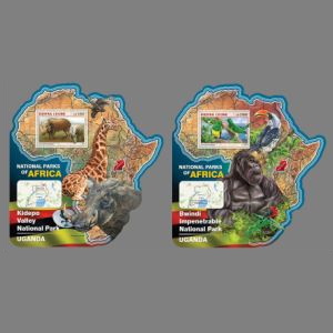 Fossil site in the National parks of Uganda on stamps of Sierra Leone 2016