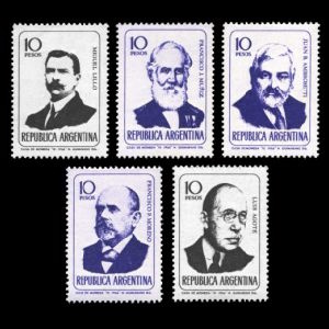 Francisco Pascasio Moreno, Francisco Javier Muniz and Juan Bautista Ambrosetti a on Scientists stamps of Argentina 1966