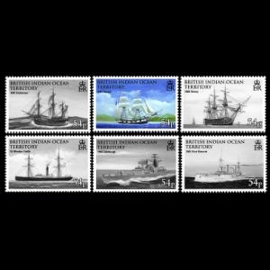 HMS Beagle among other ships on stamps of British Indian Ocean Territory 2009