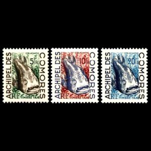 Latimeria chalumnae fish on stamps of  Comor islands 1954