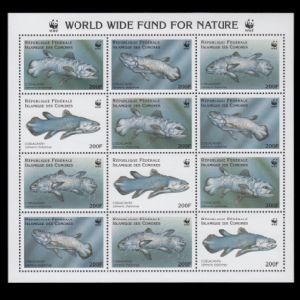 Latimeria chalumnae fish on stamps of  Comor islands 1998