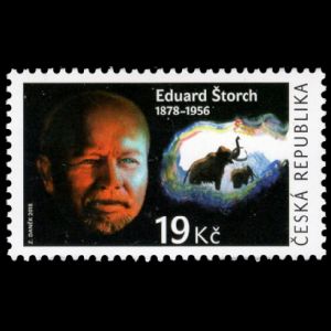 Eduard Storch and mammoth on stamps of Czech Republic 2018