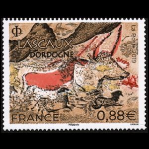 Painting from Lascaux Cave on stamp of France 2019
