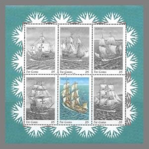 HMS Beagle among other ships on stamps of Gambia 1998