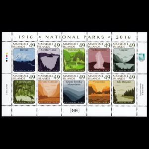 National Parks of USA on stamps of the Marshall Islands 2016