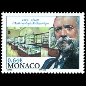 Prince Albert I at Anthropology museum on stamps of Monaco 2002