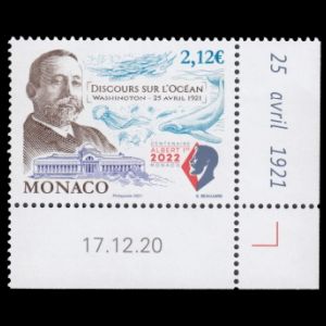 Prince Albert I on stamp of Monaco 2021