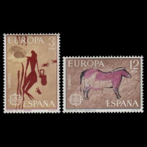 Prehistoric cave painting on stamps of Spain 1975