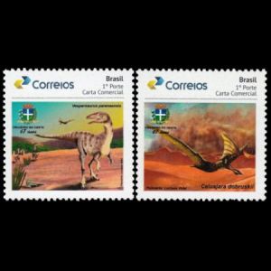Dinosaur and Pterosaur on personalized stamp of Brazil 2019