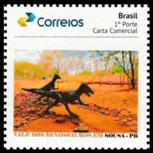 Noasaurids dinosaurs on personalized stamp of Brazil