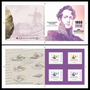 Flint tools and its discover Jacques Boucher de Crèvecœur de Perthes on personalized stamp of France 2018