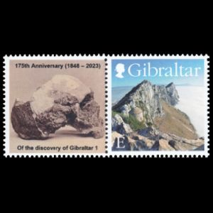 Neandertaler on margin of personalized stamp of Gibraltar 2023