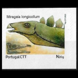 Miragaia longicollum dinosaur on personalized stamp of Portugal 2023