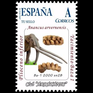 Mastodon Anancus arvernensis on personalized stamps of Spain 2017