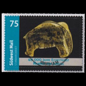 Mammoth figure from mammoth ivory on stamp of private German post company Suedwest Mail 2019