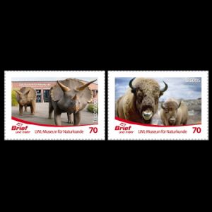 Triceratops dinosaur on private post, Briefmarke und mehr, stamp of Germany 2019