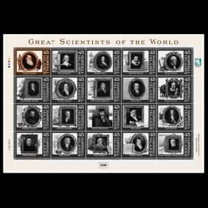 Charles Darwin and Carl Linnaeus in stamp set of Great scientist of the world of Marshall islands 2012