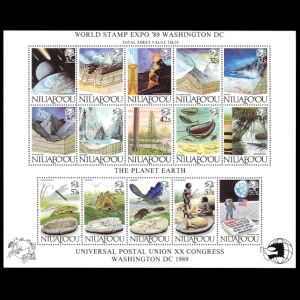 prehistoric animals, dinosaurs , life evolution on stamps of Niuafoou 1989
