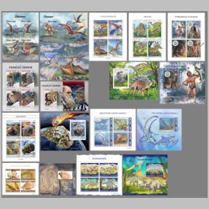 Dinosaurs, prehistoric animals, Charles Darwin on stamps of Sierra Leone 2019