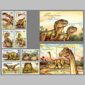 Dinosaurs on stamps of Antigua and Barbuda 1992