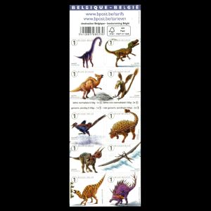 Dinosaurs and a pterosaur  on stamps of Belgium 2015