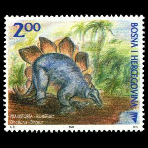 Stegosaurus on stamp of Bosnia and Herzegovia 2007