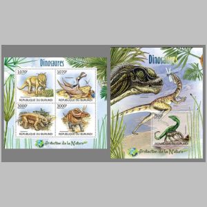 Dinosaurs an other prehistoric animals on stamps of Burundi 2012