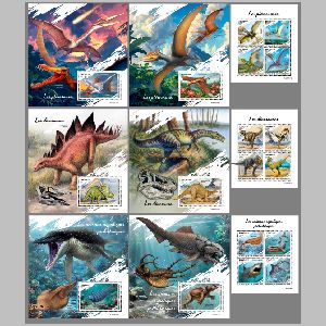 Dinosaurs, Prehistoric animals on stamps of Central African Republic 2025