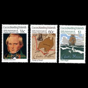 Charles Darwin on stamps of Cocos island 1986