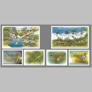 Dinosaurs and other prehistoric animals on stamps of Comor islands 1999