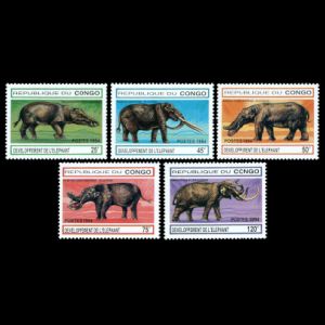 Prehistoric elephants on stamps of Republic of Congo 1994