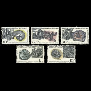various fossils on International Geological Congress stamps of Czechoslovakia 1968