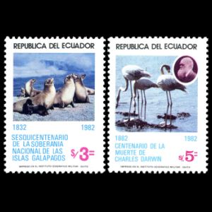 Charles Darwin on stamps of Ecuador 1983