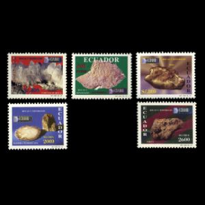 Petrified wood and minerals on stamps of Ecuador 1997