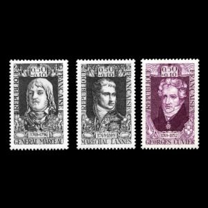 Georges Cuvier among some other famous personalities on stamps of France 1969