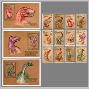 Dinosaurs on stamps of Gambia 1992