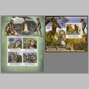 Human Evolution on stamps of Mozambique 2011