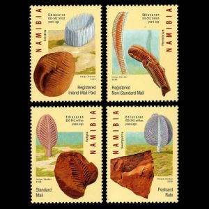 Fossills and reconstruction of Ediacara fauna on stamps of Namibia 2008