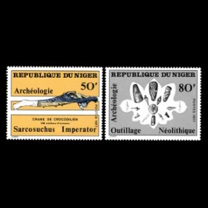 fossil of Sarcosuchus imperator on stamps of Niger 1977