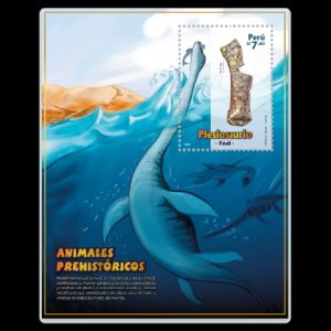 Plesiosaur on stamp of Peru 2022